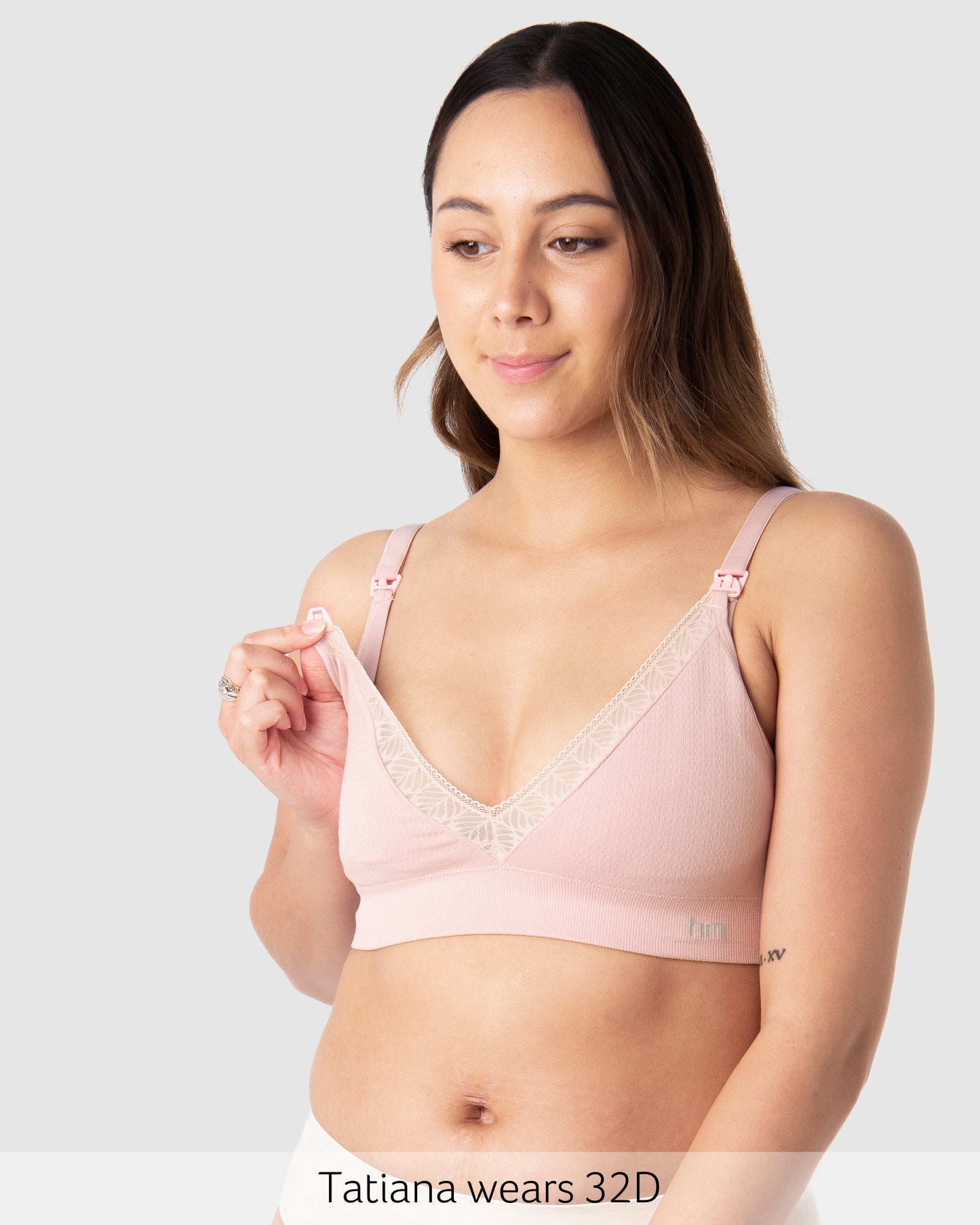 Nursing clip featured on the Caress Bamboo Wirefree Nursing Bra in Lotus Pink