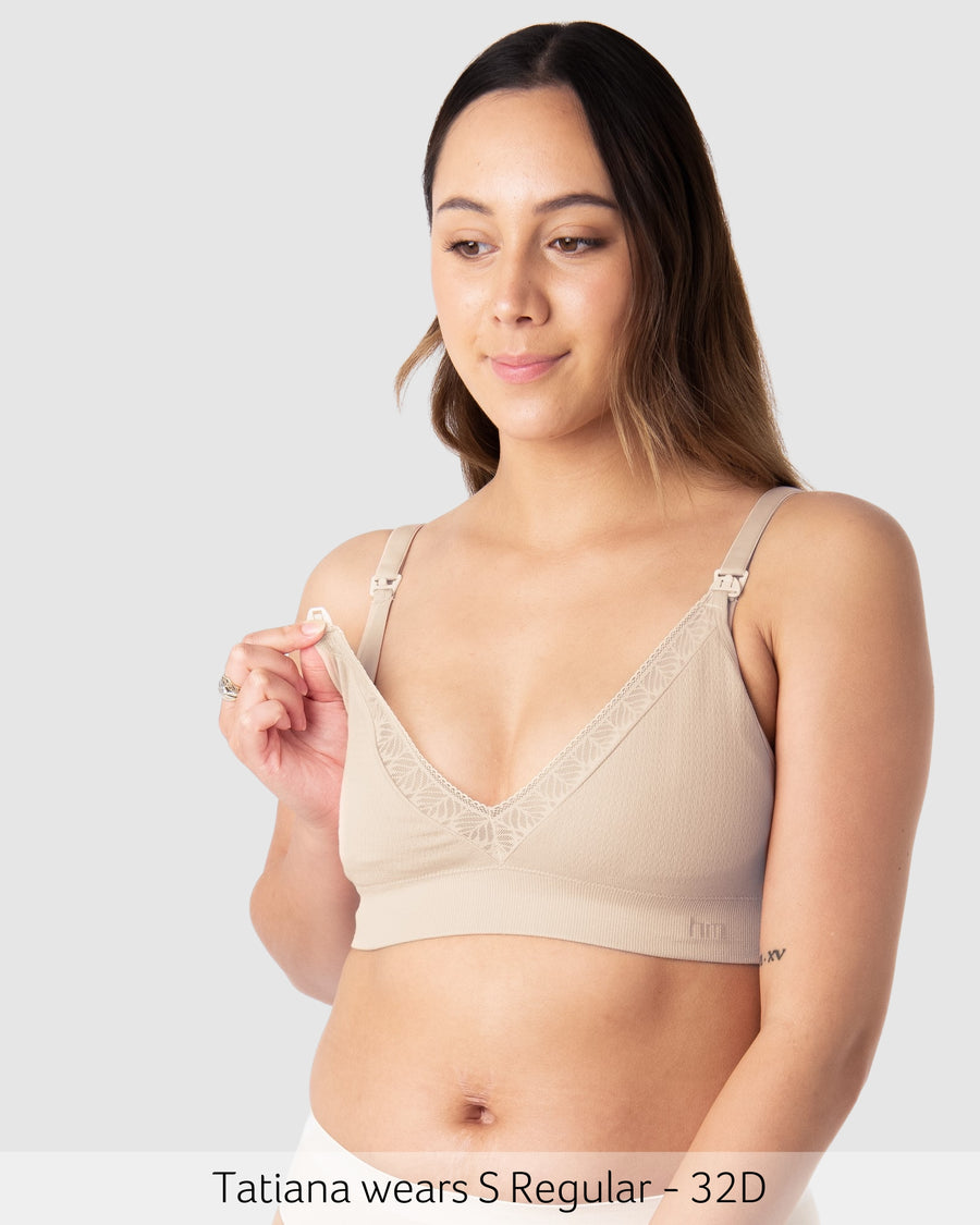 Nursing Clip Featured on Caress Bamboo Wirefree Nursing Bra in Oat