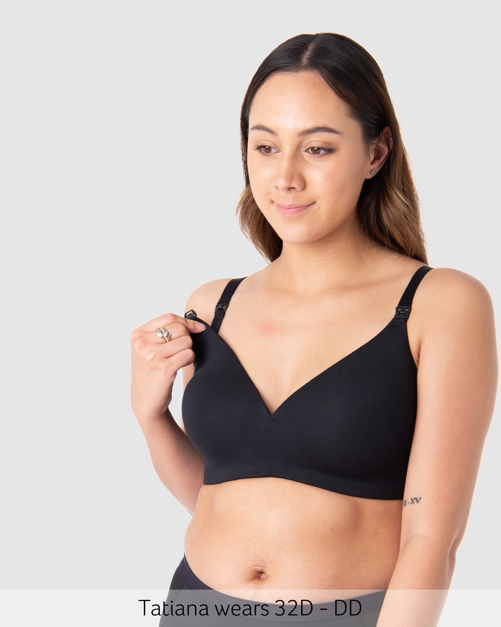 Nursing Clip Feature of Embrace Leakproof Contour Nursing Bra in Black