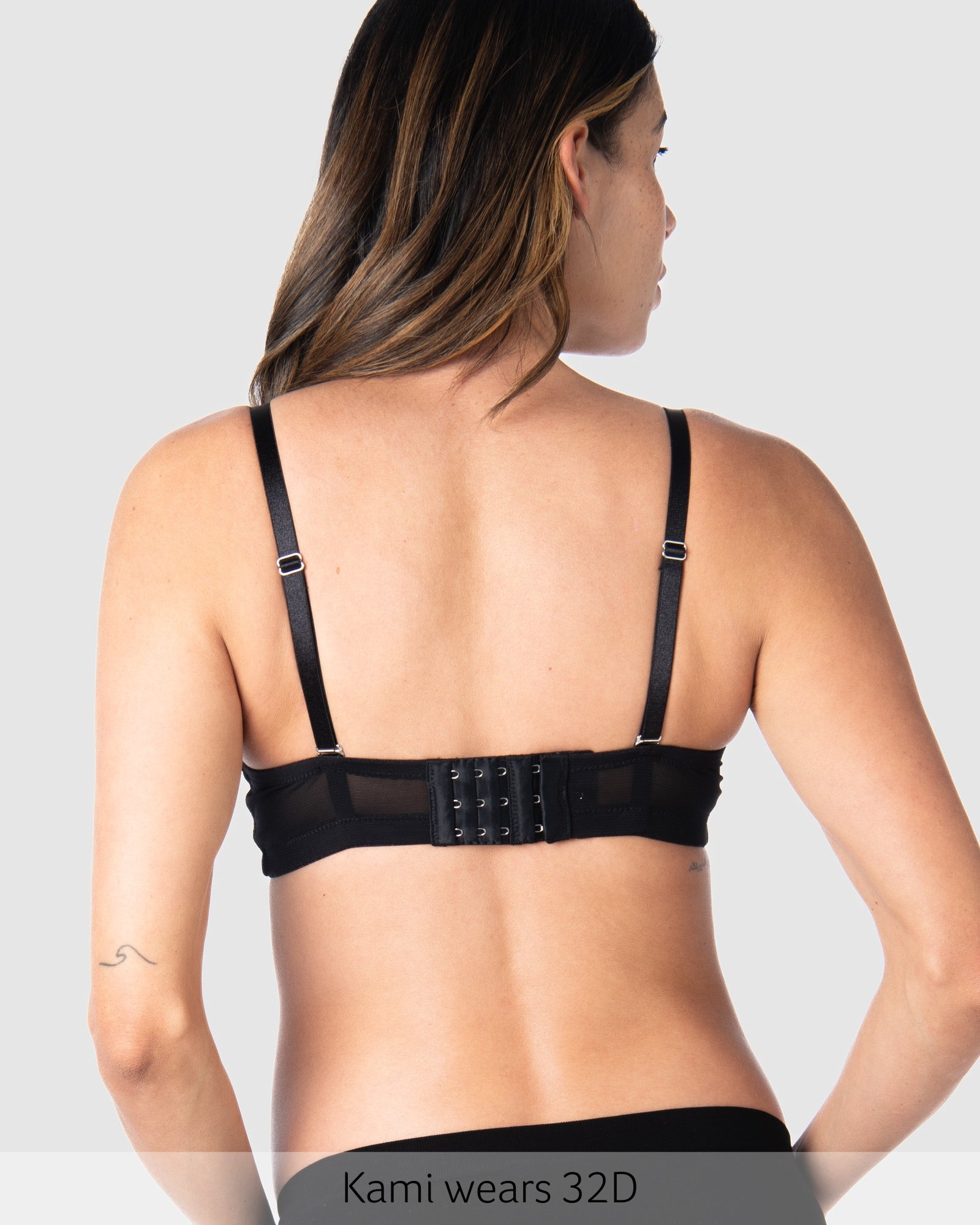 Shoulder Straps worn regular on Forever Yours Flexiwire Contour Nursing Bra in Black