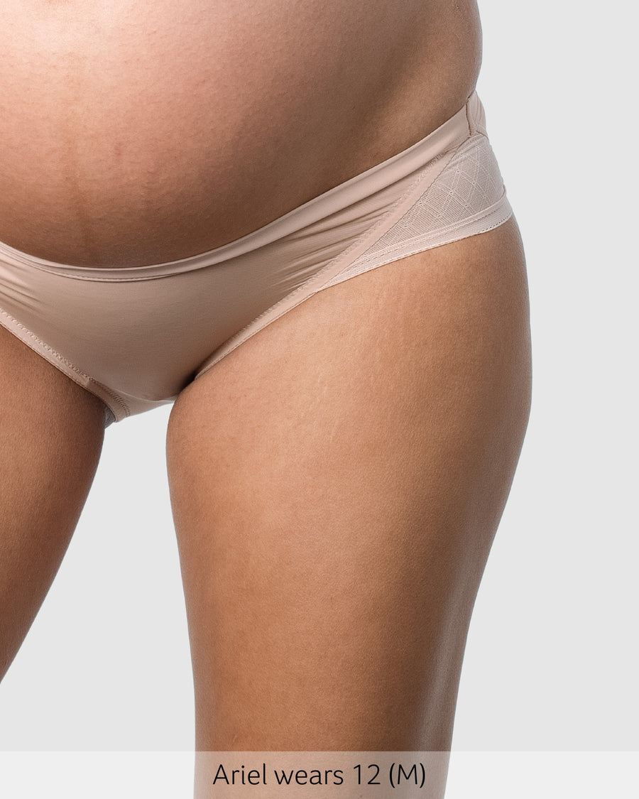 CLose up of Lunar Maternity Brief in Cashmere