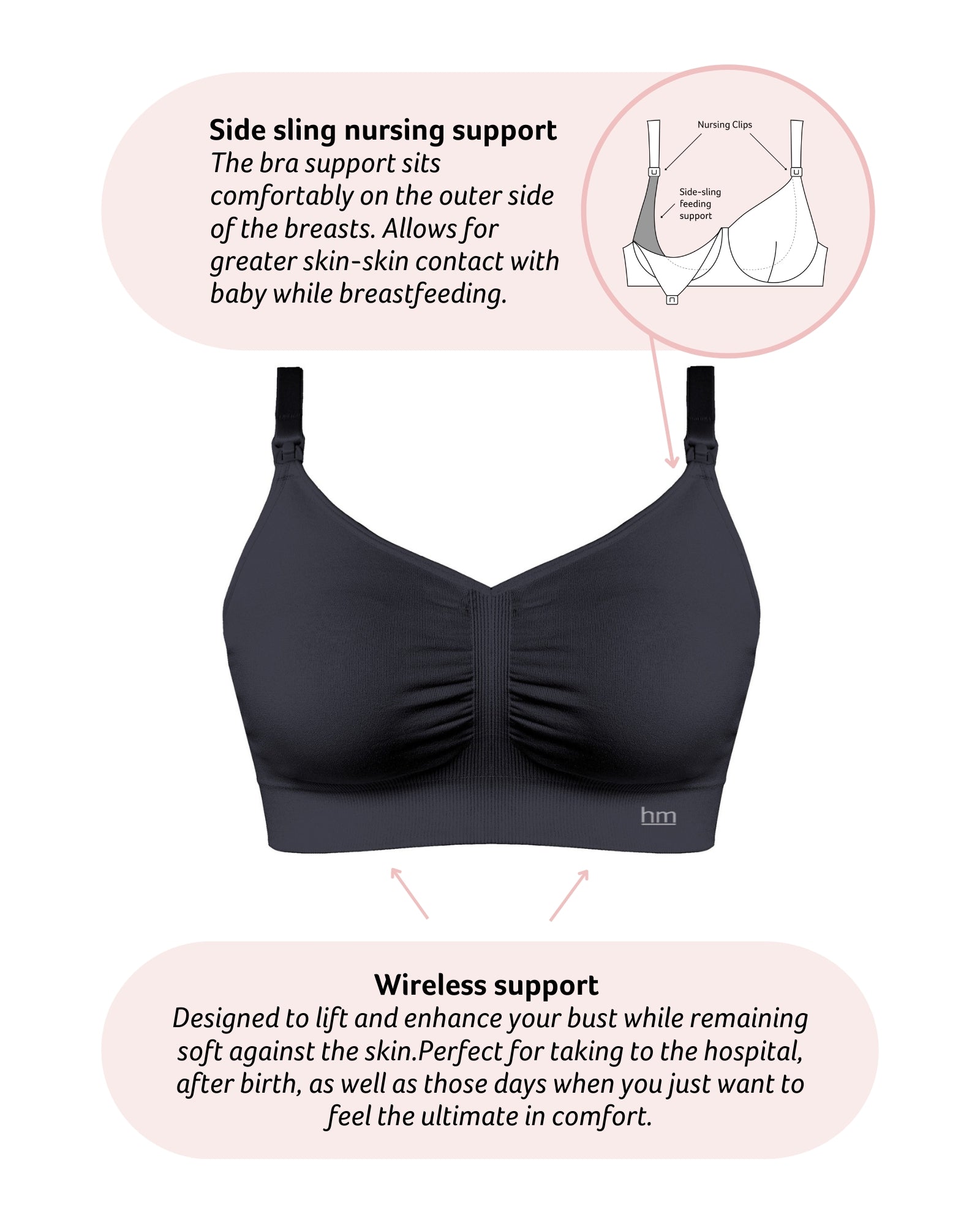 Technical features on My Necessity Seamless Nursing Bra - Black Busty