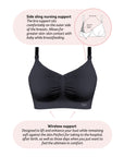 Technical features on My Necessity Wirefree Nursing Bra in Black Technical features on My Necessity Wirefree Busty Nursing Bra in Black