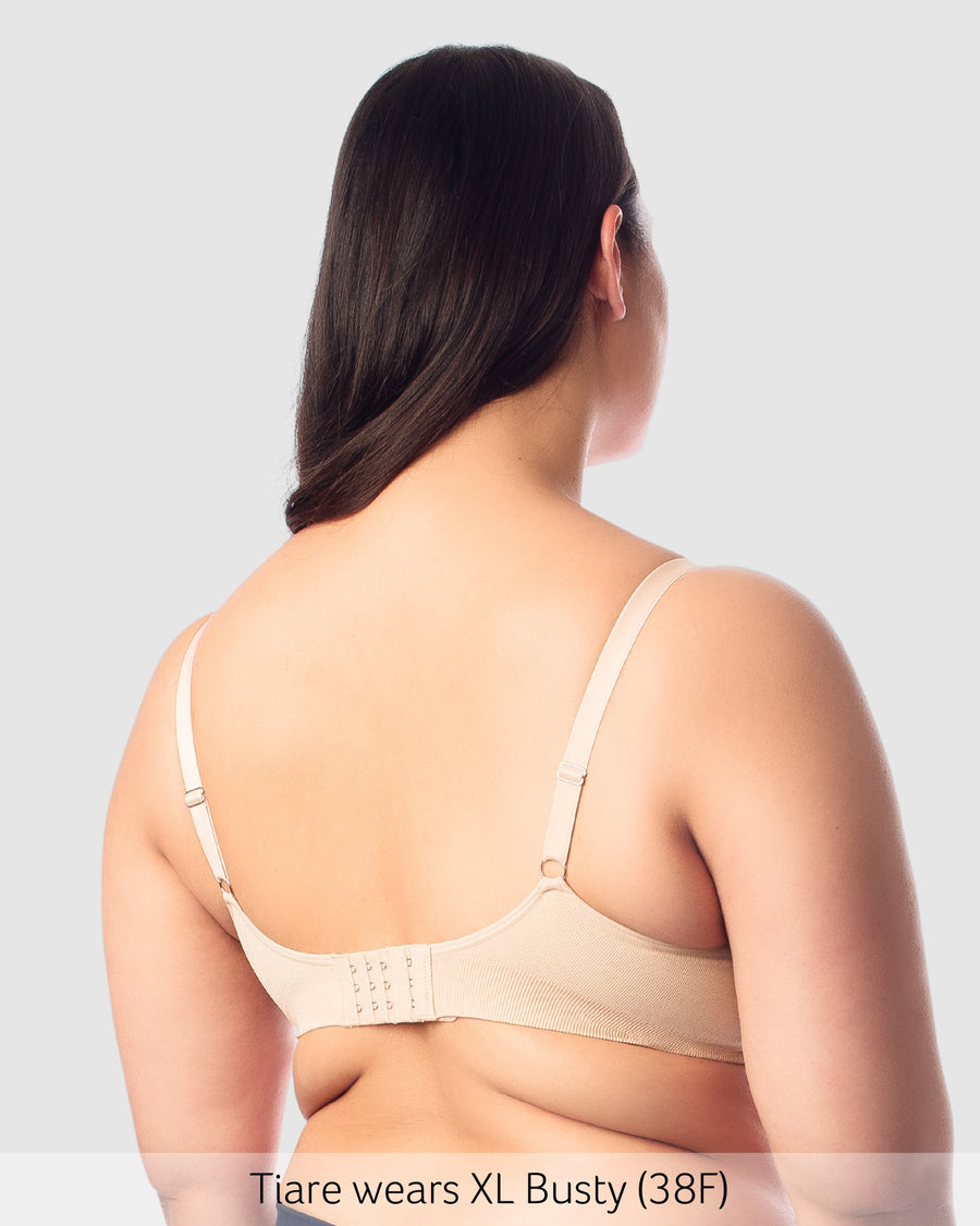 Back of My Necessity Wirefree Nursing Bra in Frappe