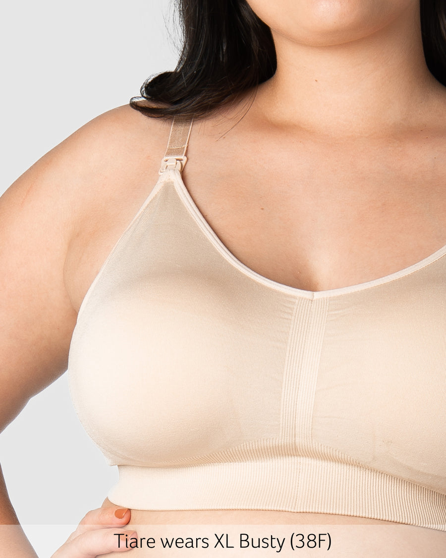 Close up of My Necessity Wirefree Nursing Bra in Frappe