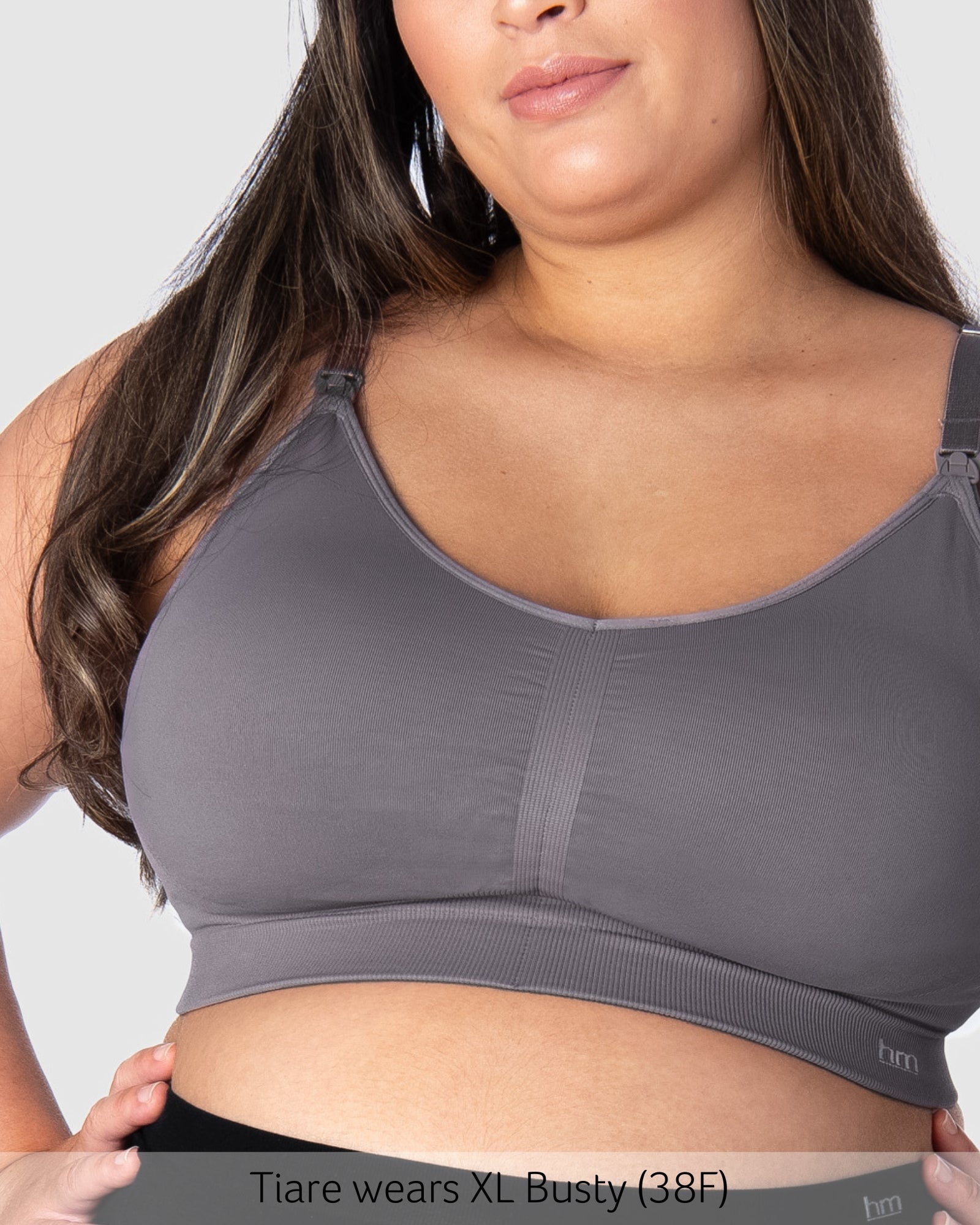 Close up of My Necessity Wirefree Nursing Bra in Slate