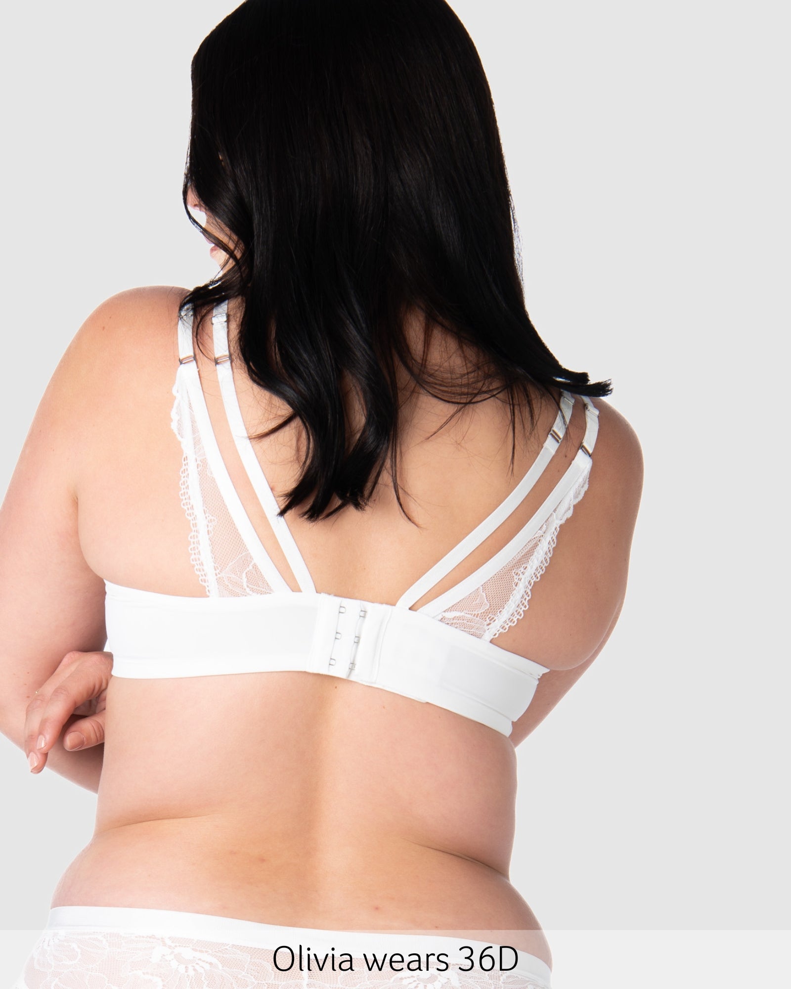 Back of True Luxe Lace Nursing Bra - White