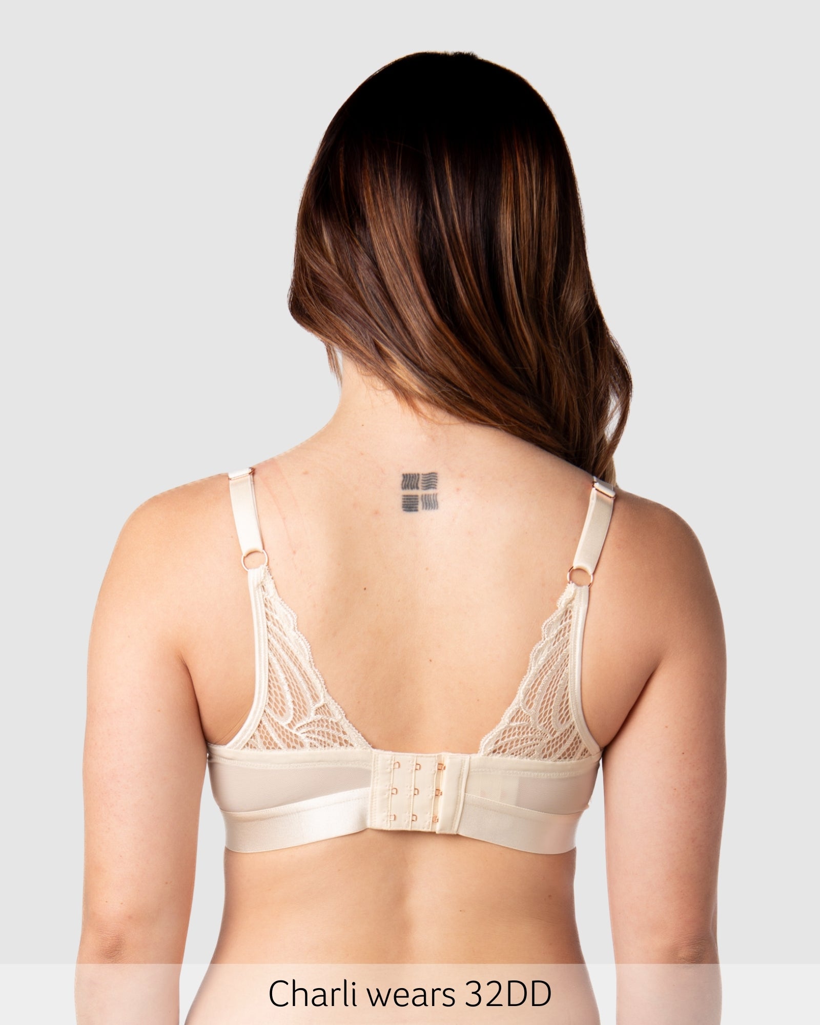 Back of Warrior Plunge Nursing Bra - Ivory