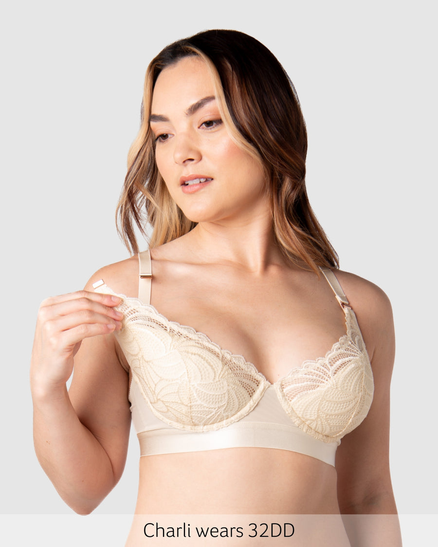 Nursing Clip of Warrior Plunge Nursing Bra - Ivory