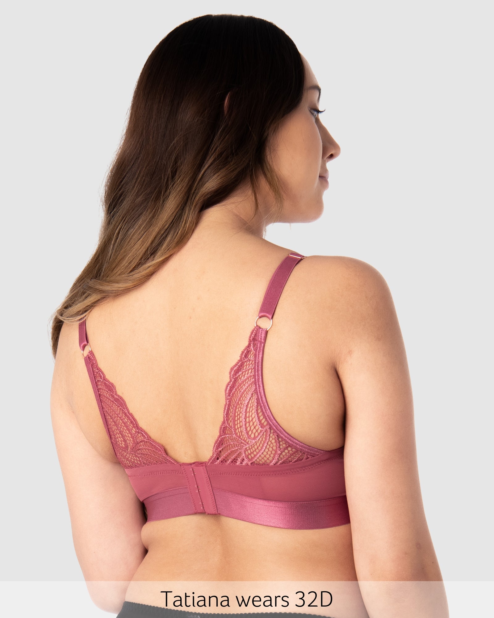 Back of Warrior Plunge Contour Nursing Bra with Flexi Underwire in Spiced Rose