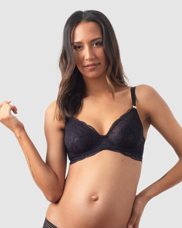 HEROINE LACE BLACK NURSING BRA - FLEXI UNDERWIRE