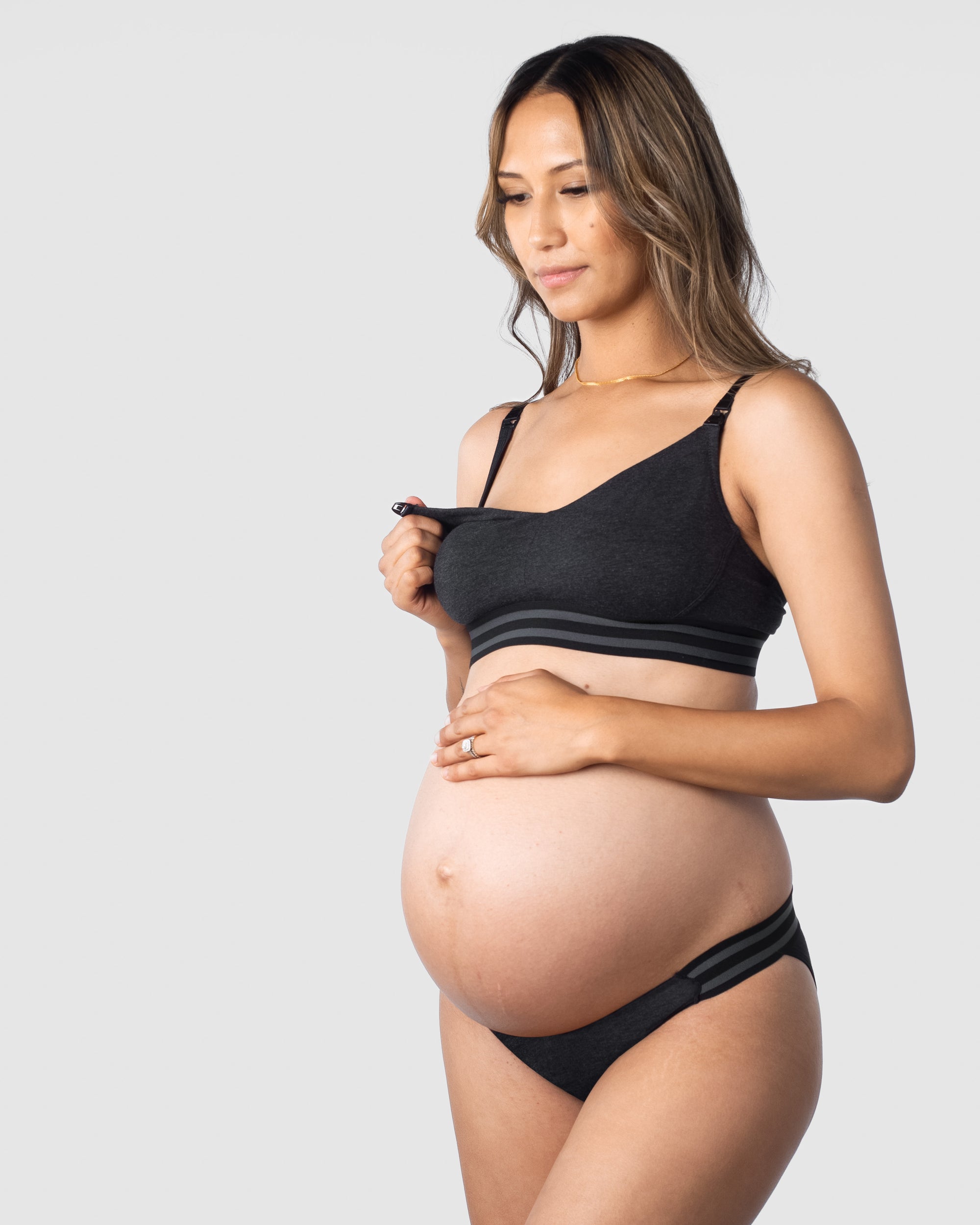 HOTMILK UK MATERNITY ELEVATE COTTON BLACK MULTIFIT NURSING BRA - WIREFREE