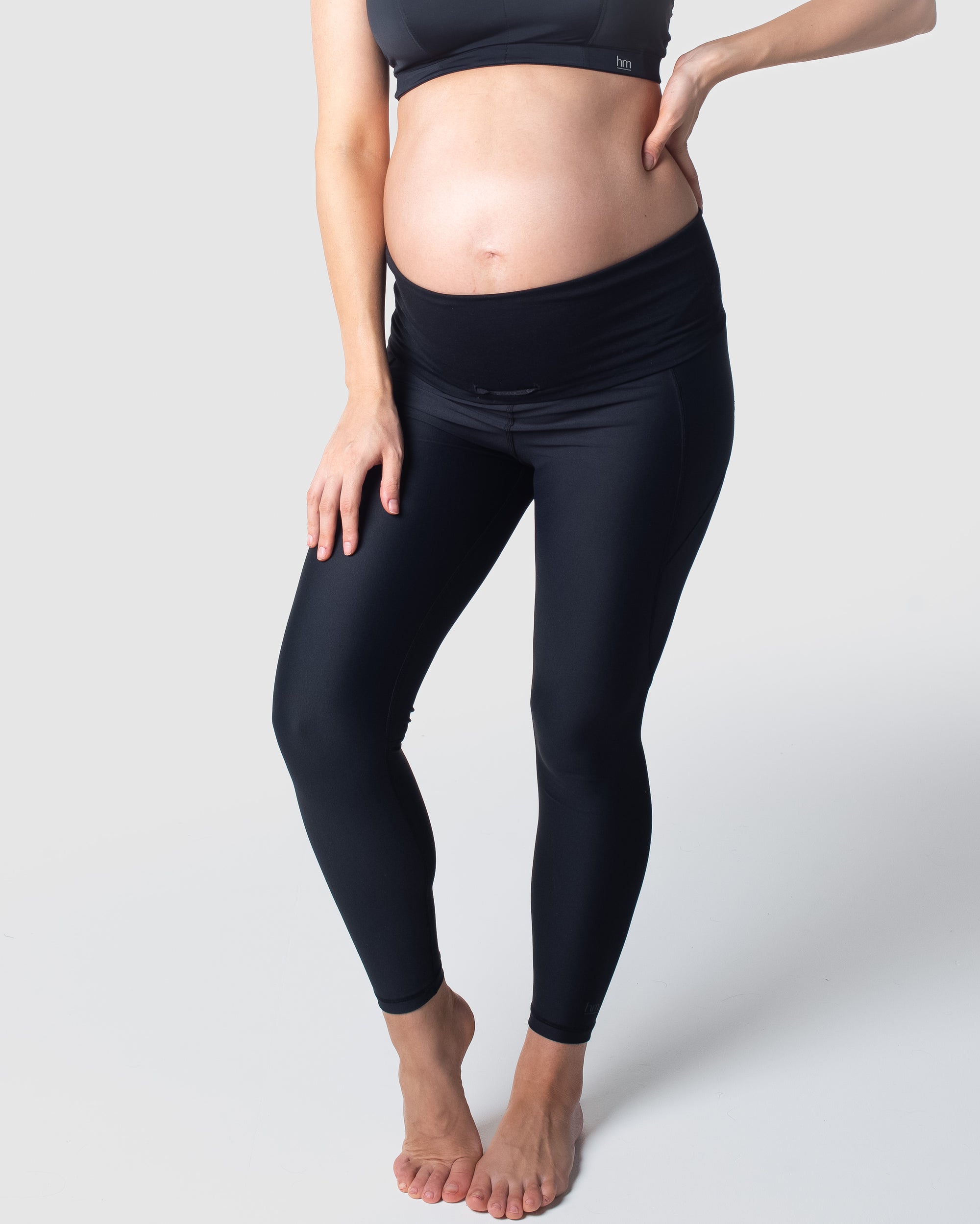 HOTMILK UK MATERNITY FOCUS BLACK MATERNITY SPORTS LEGGINGS