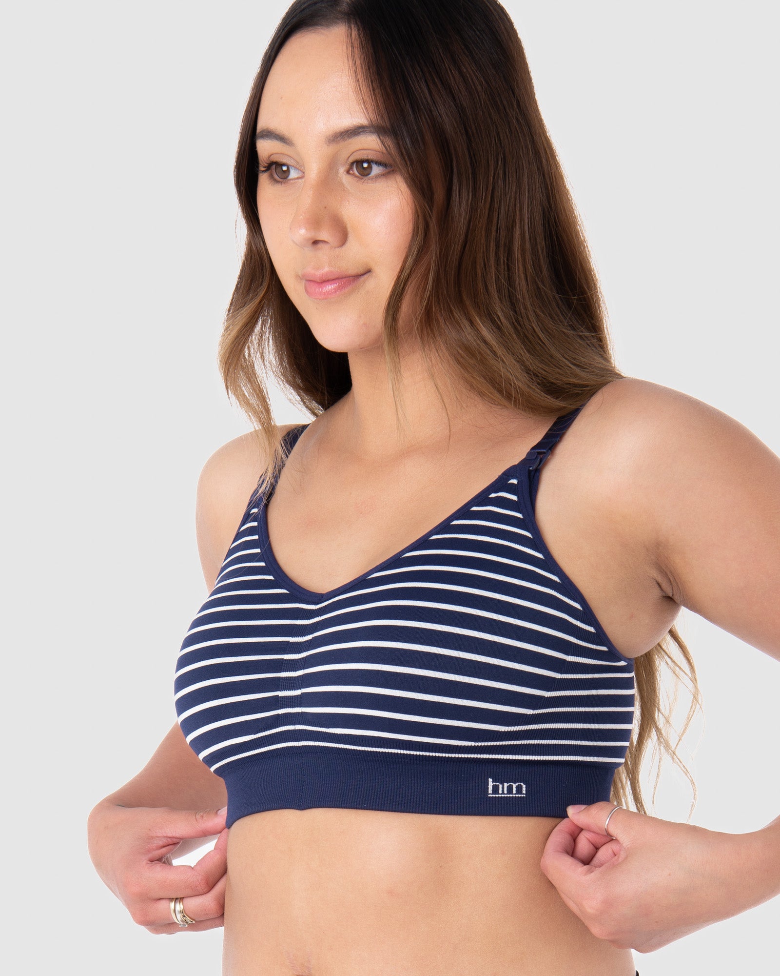 HOTMILK UK MATERNITY MY NECESSITY NAVY STRIPE MULTIFIT REGULAR - WIREFREE