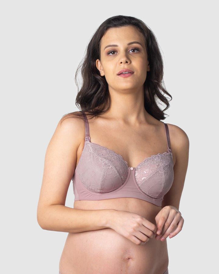 HOTMilk Nursing Warrior lace plunge bra with flexiwire in orchid