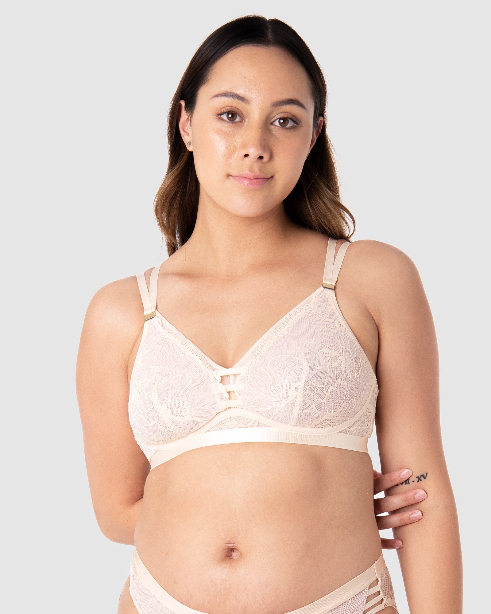 HOTMILK UK TRUE LUXE CAMEO MULTI-FIT NURSING MATERNITY BRA - WIREFREE MATCHED WITH TRUE LUXE MATERNITY CAMEO BIKINI BRIEF