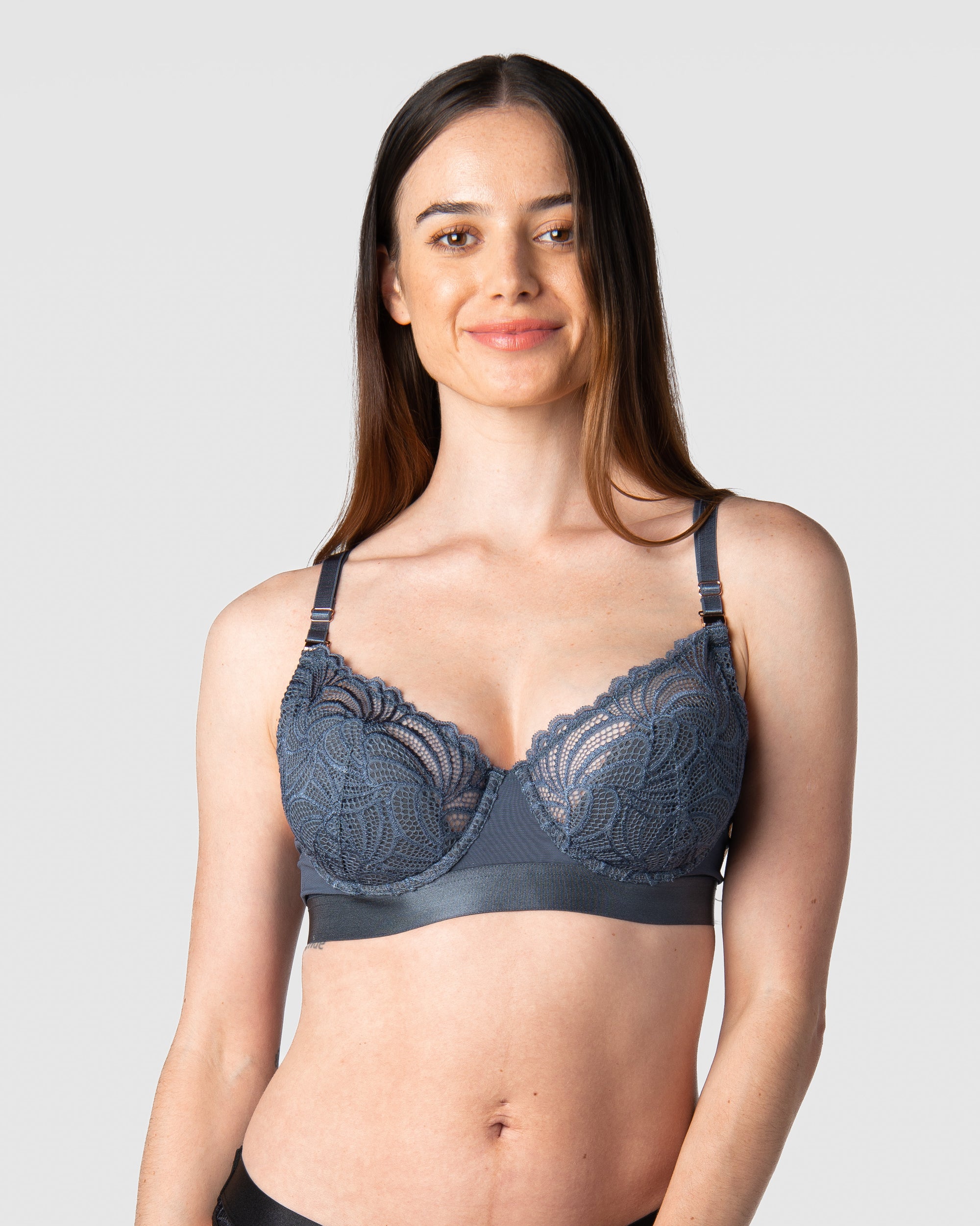 Hotmilk Maternity Lingerie UK Products WARRIOR DEMI SLATE NURSING BRA - FLEXI UNDERWIRE